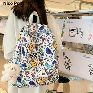 Nico Pony Ba lô nữ dễ thương graffiti cá tính niche bộ phận Nhật Bản Harajuku ins trường trung học sức chứa lớn ba lô đại học