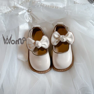 WOMA Giày da nhỏ dành cho bé gái, mẫu xuân thu, giày đế mềm cho trẻ mới biết đi, giày công chúa