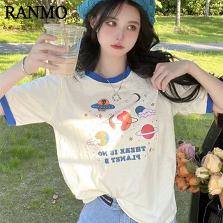 RANMO áo phông áo thun nữ croptop baby tee Korean Minimalist thời trang Vintage WCS2440GS2 15Z240411