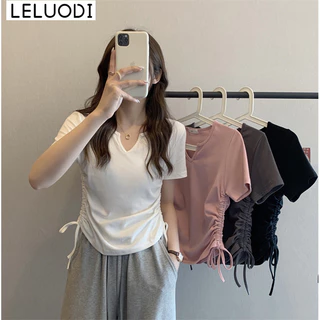 LELUODI áo phông áo thun nữ croptop baby tee Fashion INS Xu hướng Phong cách WTX2440D7Z 21Z240519