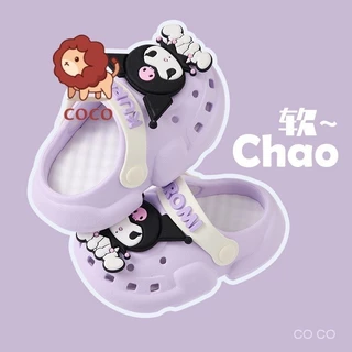 Dép Trẻ Em Bé Trai Bé Gái Mùa Hè Phong Cách Mới Sanrio Kuromi Hoạt Hình Dễ Thương Lỗ Thoáng Khí Giày Bên Ngoài Mặc