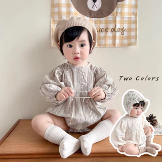 Phong Cách Hàn Quốc Bé Gái Áo Liền Quần Sơ Sinh Body Dài Tay Mùa Hè Thoáng Mát Mỏng Trẻ Sơ Sinh Onesie Quần Áo Tập Đi 0-2 Tuổi