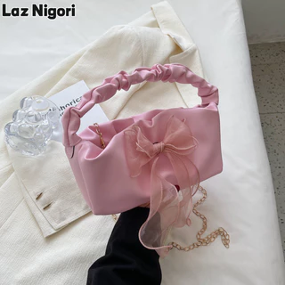 Laz Nigori Hàn Quốc ren túi xách tay hình vuông nhỏ kết cấu mới đơn giản nơ túi đeo chéo
