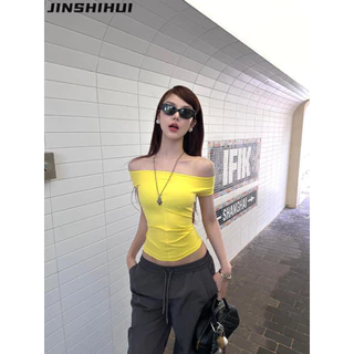 JINSHIHUI áo phông áo thun nữ croptop baby tee Fashion thời trang Vintage Dễ thương WTX2451X01 23Z240604