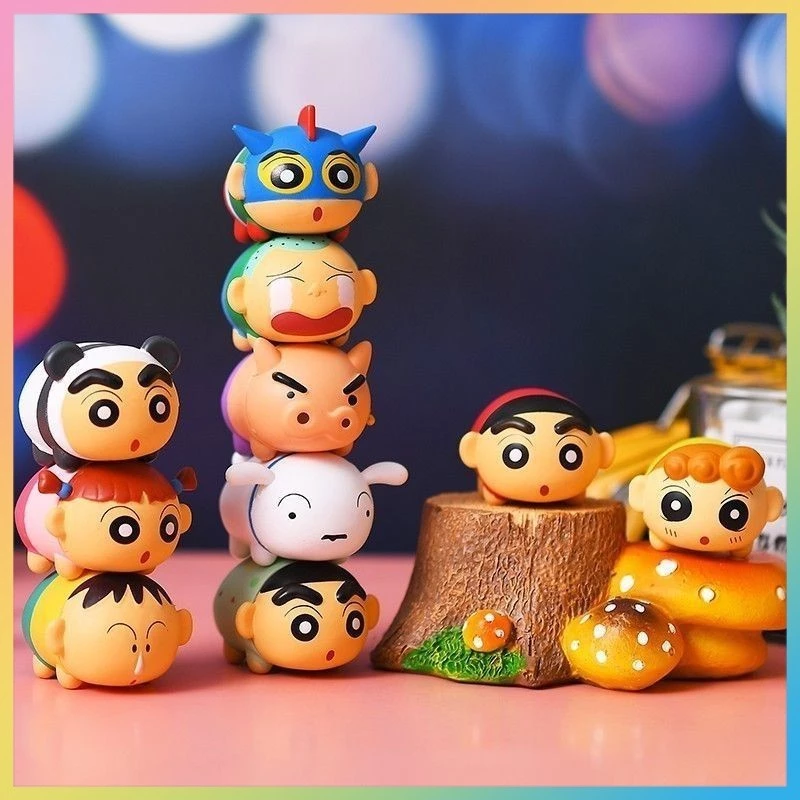 Crayon Shin-Chan Shin-Chan Jenga Tay Anime Hàng Hóa Hoạt Hình Đồ Chơi Búp Bê Bánh Nướng Trang Trí Xe Hơi