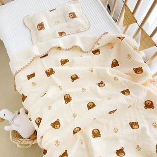 Chăn đắp, khăn tắm cho bé Jasmine Baby vải muslin 4 lớp thêu viền