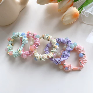 Hoa Ngọt Ngào Nhiều Màu Sắc Hạt Scrunchy Tóc Tươi Dễ Thương Đầu Bé Gái Dây Tóc Độ Đàn Hồi Cao Không Làm Tổn Thương Tóc Dây Cao Su