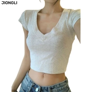 JIONGLI áo phông áo thun nữ croptop baby tee Fashion phổ biến Cute Phong cách WCS24504US 19Z240508