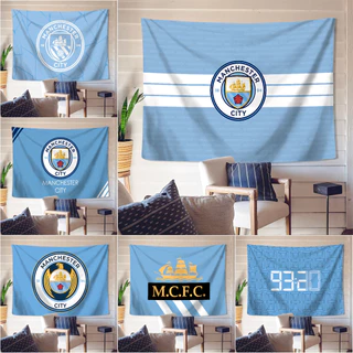 Manchester City FC Logo Tấm Thảm Treo Tường Có Kẹp Tấm Thảm Polyester Phòng Ngủ Treo Tường Tấm Thảm Trang Trí Nhà Cửa