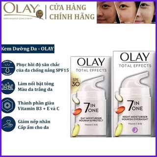 Kem Dưỡng Olay Total Effects 7 in 1   Bản UK Ban Ngày Và Ban Đêm SPF15 giúp  trắng da và chống lão hóa - 50ml