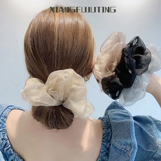 Xiangfujutinghair Dây Vải Lưới Pha Lê Ngọc Trai Lớn Thời Trang Hàn Quốc Nữ