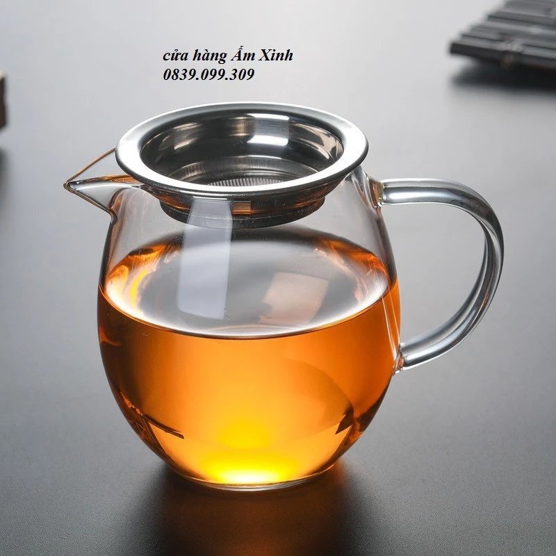 Tống chuyên trà thủy tinh chịu nhiệt cao cấp (có mẫu kèm lọc trà Inox)