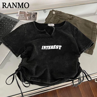 RANMO áo phông áo thun nữ croptop baby tee Phong cách phổ biến Thể thao Minimalist WTX2440M3J 19Z240507