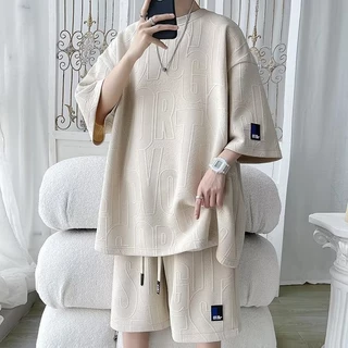 Bộ quần áo cộc tay unisex BH51 nam nữ form thụng rộng mặc nhà chất cotton xốp tổ ong cao cấp