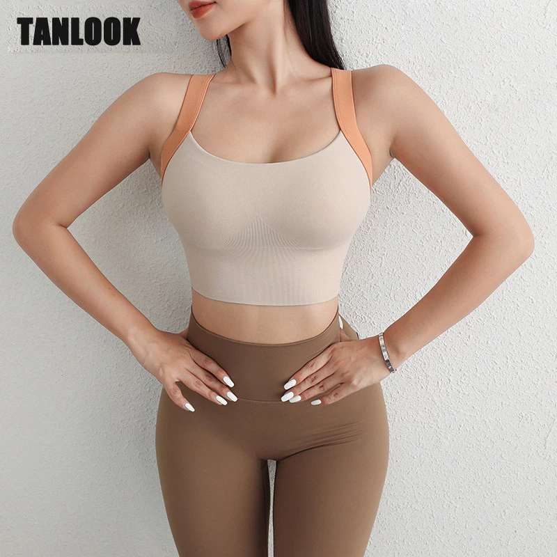 Tanlook Áo ngực thể thao đa năng màu tương phản lưng đẹp dành cho nữ đồ lót chống sốc chống đẩy cường độ cao thể dục chạy bộ áo vest yoga