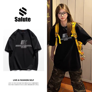 Áo phông nữ đen form rộng mùa hè local brand SALUTE girl phố 100% cotton áo thun in hình fashion outerity J0001