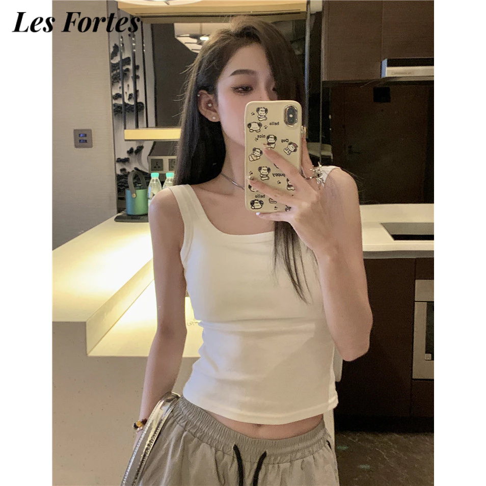 Les FortesSmooth Tank Top có mút ngực ôm 3 lỗ Nữ 2024 Mới