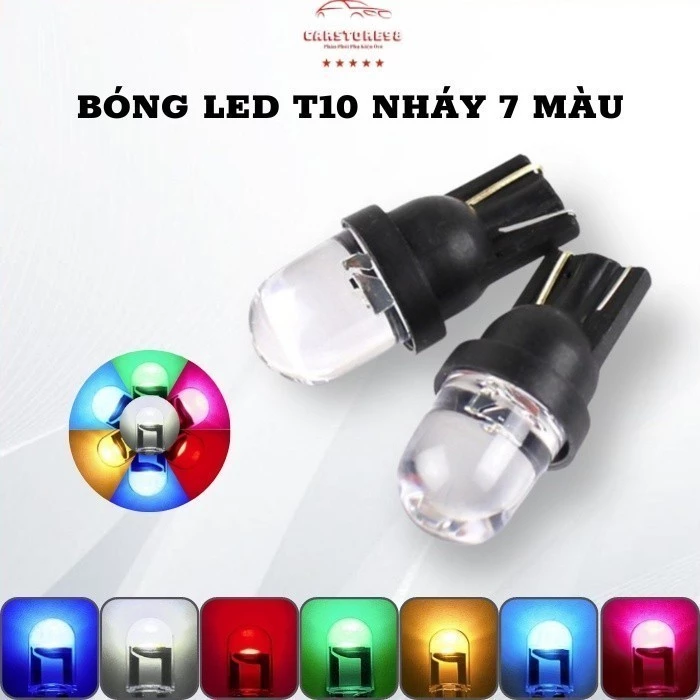 🔥Bóng Led T10 Nháy 7 Màu Siêu Sáng Cực Đẹp, Đèn Led & T10 Lắp Mặt Đồng Hồ, Demi, Xi Nhan Xe Máy 12V