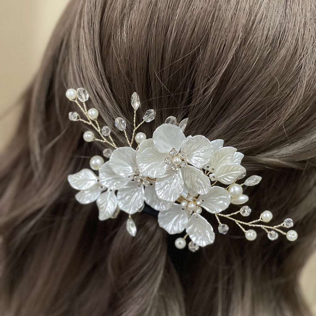 Handmade Pha Lê Hoa Tóc Lông Vũ Ren Bướm Kẹp Tóc Cô Dâu Đám Cưới Mũ Đội Đầu