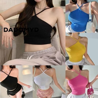 Áo Crop Top dệt kim, Áo ba lỗ ngắn gợi cảm dệt kim, Thời trang không tay co giãn cao thoáng khí ngắn yếm nữ