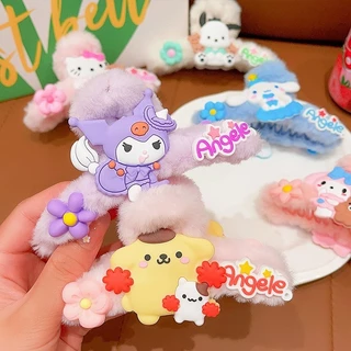 Anime Sanrio Hello Kitty Kẹp Tóc Kuromi Cinnamoroll Pompompurin Sang Trọng Cá Mập Lấy Kẹp Sang Trọng Búp Bê Cô Gái Kawaii Mũ Quà Tặng