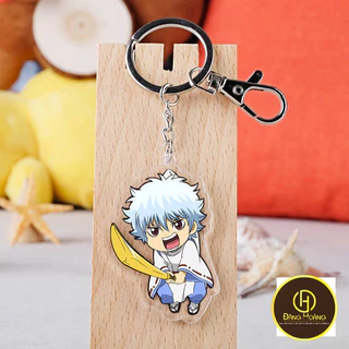 Hoạt hình ngoại vi Móc khóa acrylic Gintama Mặt dây chuyền trong suốt Sakata Gintoki_ĐH