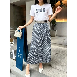 ❤️❤️[Sẵn SÀNG & HÀNG CÓ SẴN]❤️❤️Bộ đồ nữ Áo thun Cotton cổ tròn mới + Bộ đồ nửa váy ruy băng co giãn