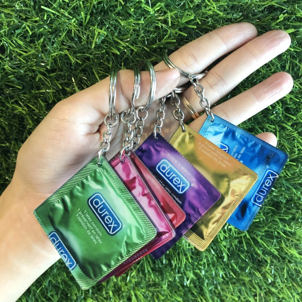 Móc khóa mica in hình Durex 2 mặt - Móc khóa in hình cá nhân theo yêu cầu nlp