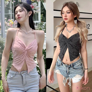 Phụ Nữ Thái Xoắn Cổ Dây Buộc Ren Không Tay Tank top Gợi Cảm & Câu Lạc Bộ Backless Tank tops