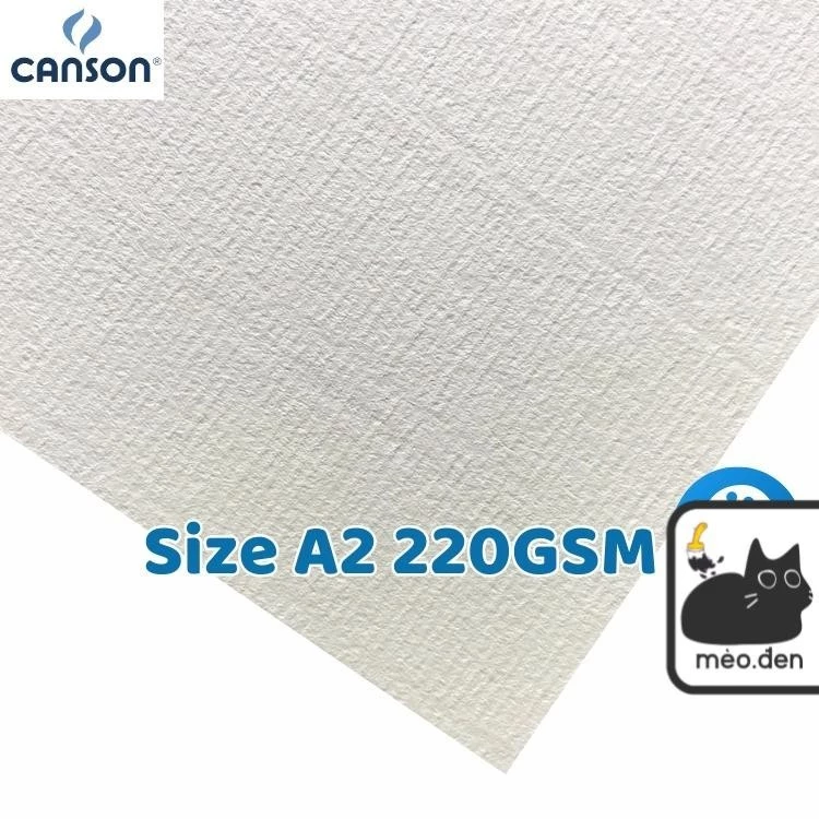 Giấy canson vân ngang loại dày 220gsm size A2 - Hoạ cụ Mèo Đen