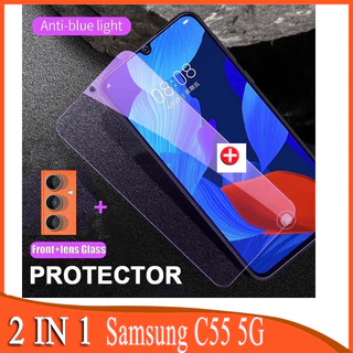 Kính Cường Lực Samsung C55 5G Cho Samsung A05 A05s A55 A35 A25 A15 A54 A34 A14 M55 A73 A53 A33 A72 A42 A32 A22 A12 A02 A02s A71 A51 5G 4G 2 Trong 1 Phim Bảo Vệ Màn Hình Tia Xanh