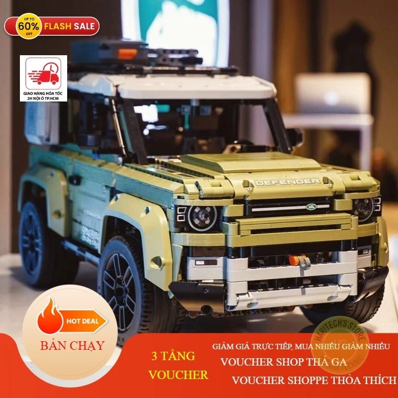 MÔ HÌNH LẮP RÁP XE BÁN TẢI DEFENDER RANGER ROVER Tỉ Lệ 1:8 2573+ PCS có thể điều khiển từ xa