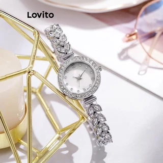 Lovito Đồng hồ thạch anh kín nước bằng kim cương giả đơn giản dành cho nữ LFA29430