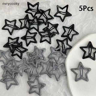 [Nvrycoky] 5 Kẹp Tóc Ngôi Sao Đen Màu Xám Cho Bé Gái Thoáng Mát Quyến Rũ Thẩm Mỹ BB Tóc Dành Cho Nữ Pentagram Bông Tai Kẹp Tóc Hợp Thời Trang VN