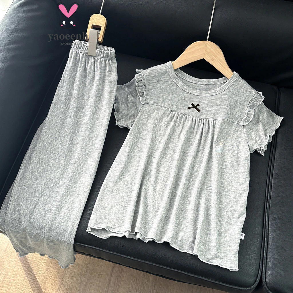 【YAOEENH】Bộ đồ ngủ dài tay Modal cỡ trung bình 80-170cm dành cho trẻ em Phiên bản Hàn Quốc Đồ ngồi rộng Hàng có sẵn Vận chuyển nhanh