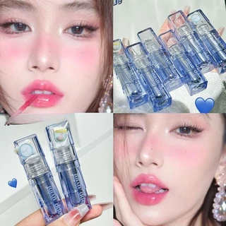 Cappuvini Blue Tube Mirror Lip Glaze Water Glass Dudu Lip Dưỡng Ẩm Và Dưỡng Ẩm Môi Mật Ong

