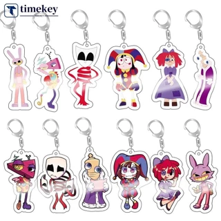 Timekey Acrylic The Amazing Digital Circus PVC Móc Khóa Hình Đồ Chơi Jax Pomni Mặt Dây Chuyền Cho Nam Nữ Ba Lô Ngộ nghĩnh Mặt Dây Chuyền Móc Khóa G1L8