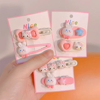 Trẻ Em Hoạt Hình Sanrio Kẹp Tóc Trái Tim Dễ Thương Thỏ BB Kẹp Nổ Bên Kẹp Lưng Đầu Gãy Tóc Dụng Cụ Tiện Dụng Kẹp Tóc