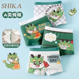 [Shika] Quần Lót Bé Trai Cotton Nguyên Chất Boxer Trẻ Em Cotton Quần Short Boxer Bé Trai Bé Trai Mềm Mại Kháng Khuẩn Đáy Đáy