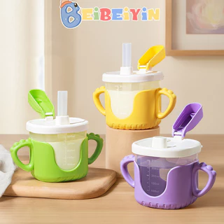 Beibeiyin Baby PP tốt nghiệp ống hút uống sữa hai lớp và cốc uống nước