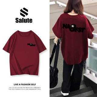 local brand Salute áo thun nữ Đỏ mận form rộng mùa hè  in hình fashion 100% cotton unisex Y0951