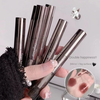 Gege Bear Double Head Lip Mirror Dưỡng Ẩm Matte Lip Gloss Tinh Tế Không Dễ Phai Màu Son Môi Dung Tích Cao