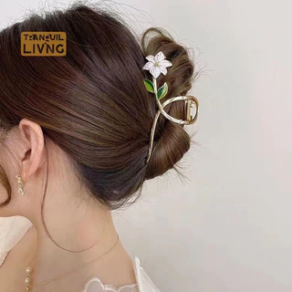 [Tranquil Living] Phụ Nữ mới Móng Vuốt Tóc Kim Loại Hoa Vàng Thanh Lịch Kẹp Tóc Barrette Cua Đuôi Ngựa Kẹp Mũ Phụ Kiện Tóc mới