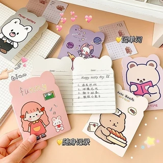 Sổ Tay Mini, Sổ Ghi Chú Hoạt Hình Tai Gấu Cute, Size A6 Nhỏ Gọn Tiện Lợi Bỏ Túi