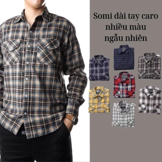 Mẫu mới áo sơ mi dài tay flannel chất cotton dạ họa tiết caro phong cách Xưởng May Nam Hà somi nam 9000016