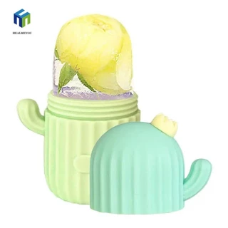 Healmeyou Máy mát xa lăn mặt đông lạnh, Thu nhỏ lỗ chân lông Giảm mụn Ice Cube Khuôn cho mặt, Silicone Nhiều màu Hình xương rồng Làm đẹp Nâng bóng đá Dụng cụ chăm sóc da