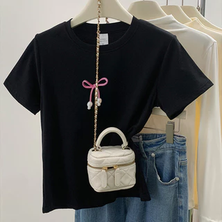 ELECLASSM Áo baby tee đẹp nữ Đen mùa hè vintage outerity áo thun ôm body cotton co giãn local brand Y1275