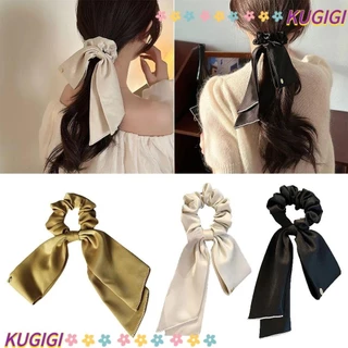 Khăn quàng tóc KUGI, Satin Ribbon Đuôi Ngựa Nơ Scrunchies, Dây Buộc Tóc Cạnh Bé Gái