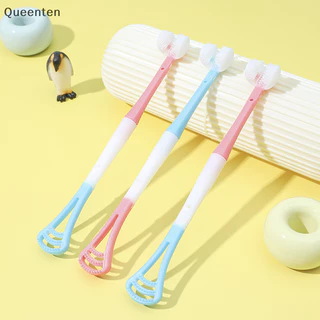 Queenten 1Pc 3D Stereo Bàn chải đánh răng ba mặt PBT Siêu mịn Bàn chải đánh răng tóc mềm Bàn chải đánh răng Lưỡi cạo làm sạch Chăm sóc răng miệng Bàn chải răng QT