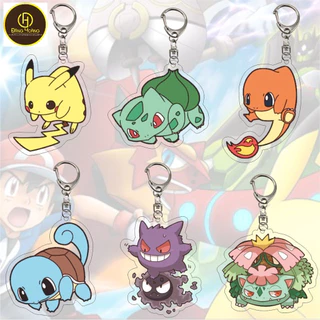 Pikachu Bulbasaur Charmander Squirtle Gengar Jigglypuff Móc khóa Pokemon Acrylic Túi Mặt dây chuyền Vòng chìa khóa_ĐH